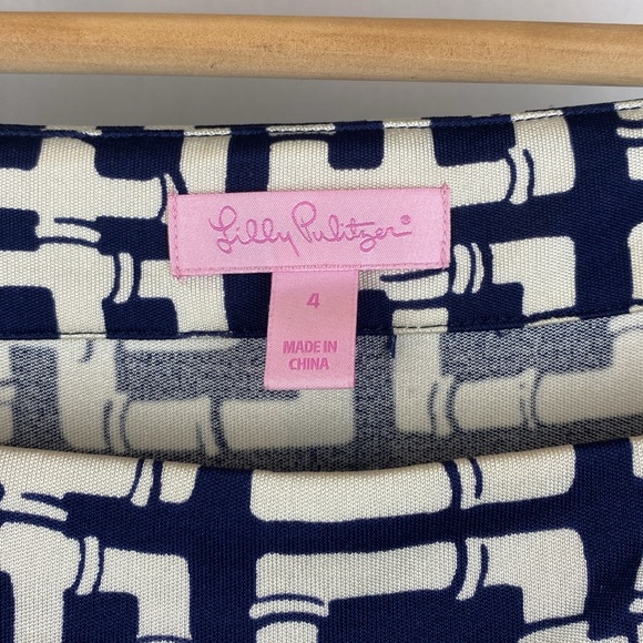 Lilly Pulitzer 100% Silk 3/4 Length Sleeve Geometric Print Dress 4 - Picture 6 of 7